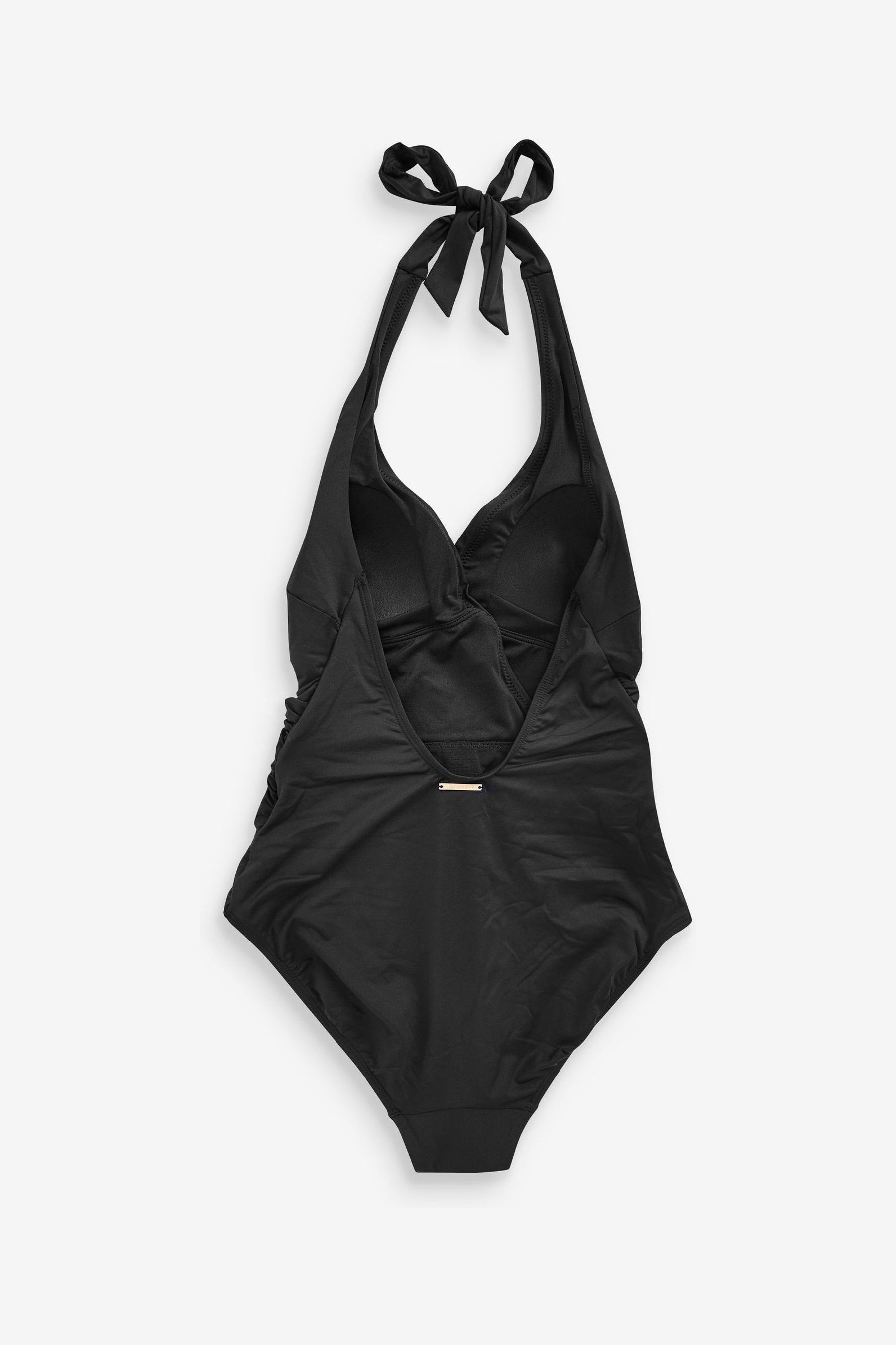 Mint Velvet Black Tummy Control Plunge Swimsuit