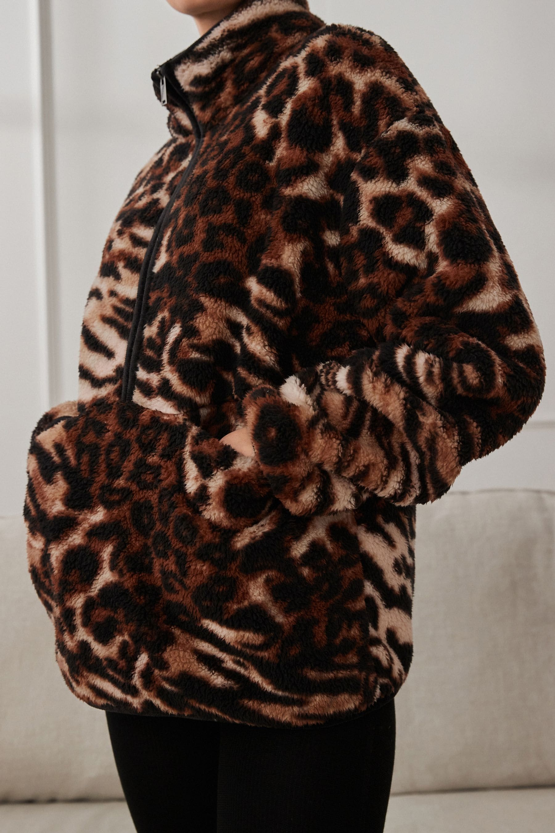 Leopard print half zip fleece shop