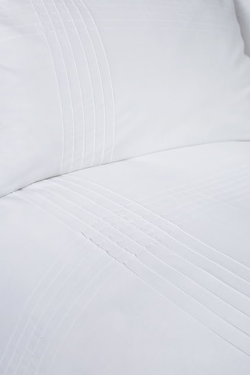 Serene White Amalfi Pin Tuck Duvet Cover and Pillowcase Set