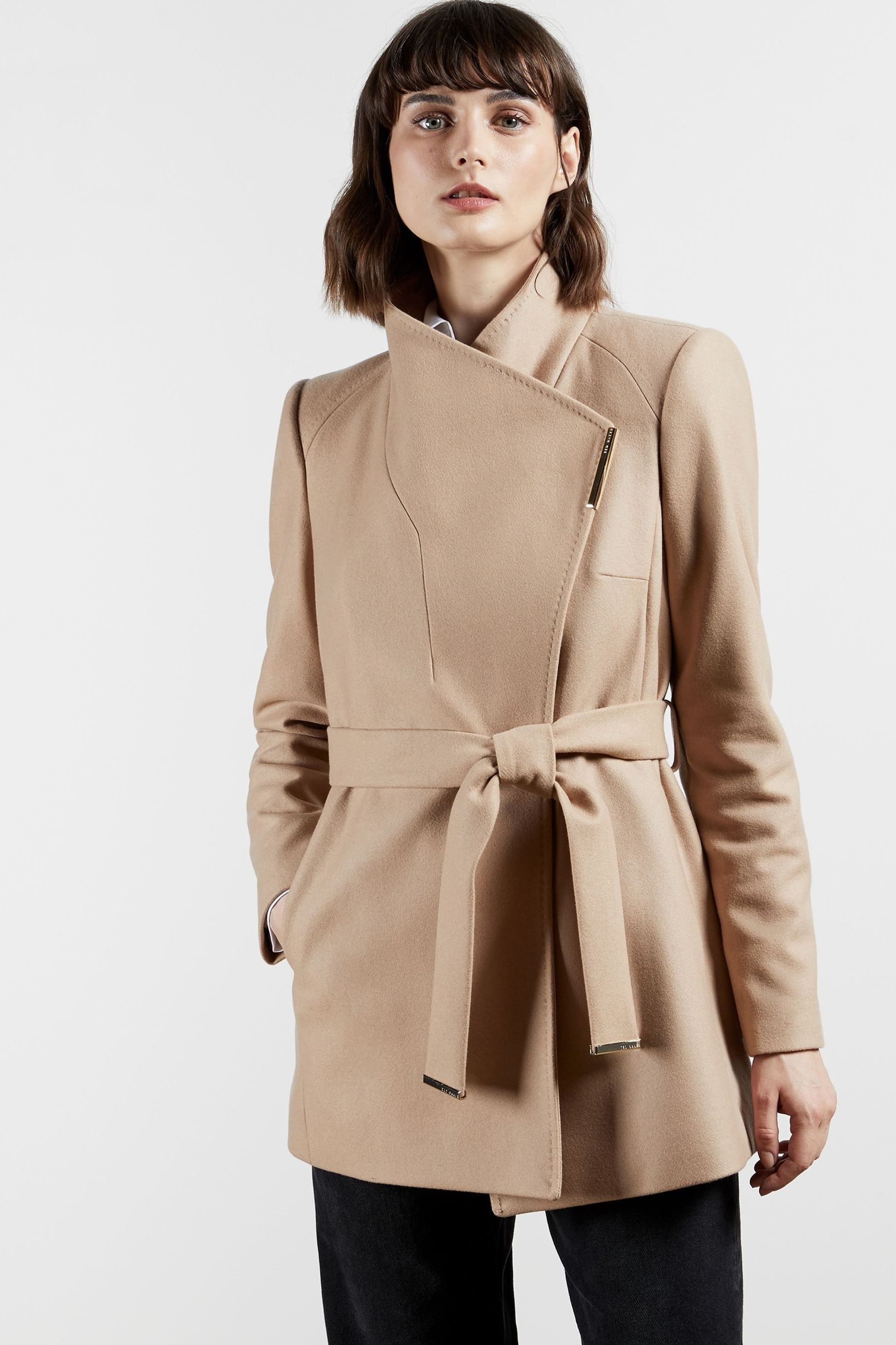 Buy Ted Baker Brown Rosess Short Wool Wrap Coat from Next Luxembourg