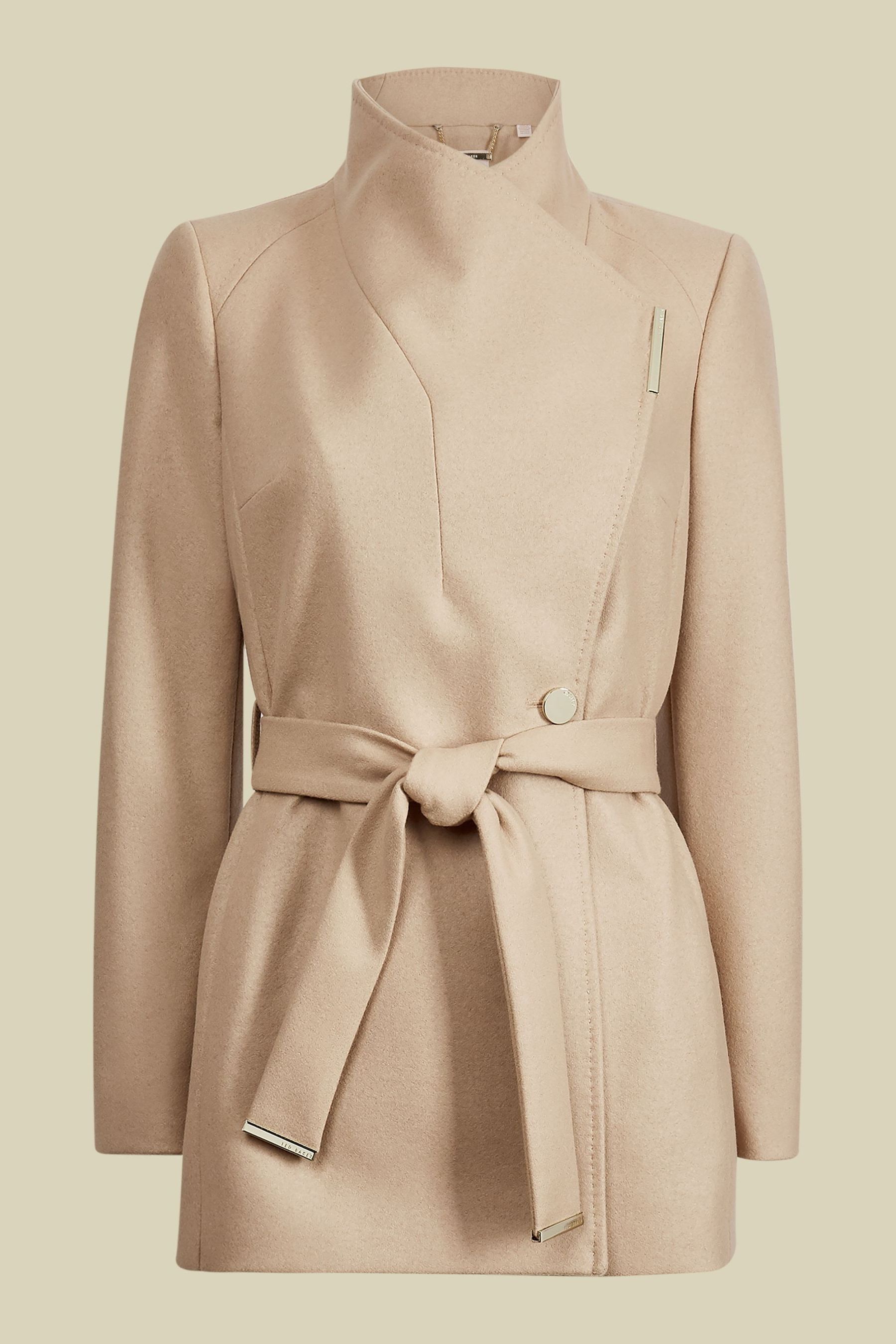 Ted baker short wrap coat camel online