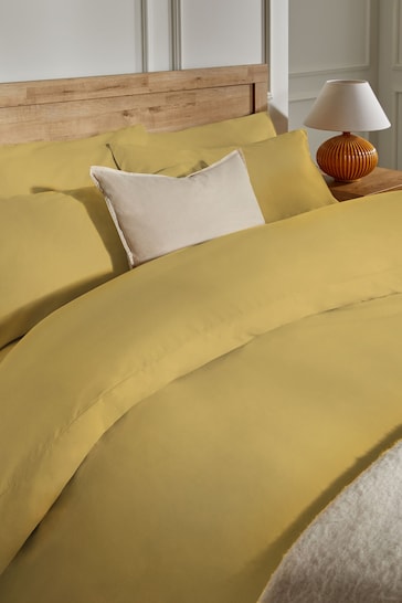 Mustard Yellow Collection Luxe 200 Thread Count 100% Egyptian Cotton Percale Duvet Cover And Pillowcase Set