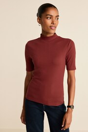 Brown Half Sleeve High Neck T-Shirt - Image 1 of 7