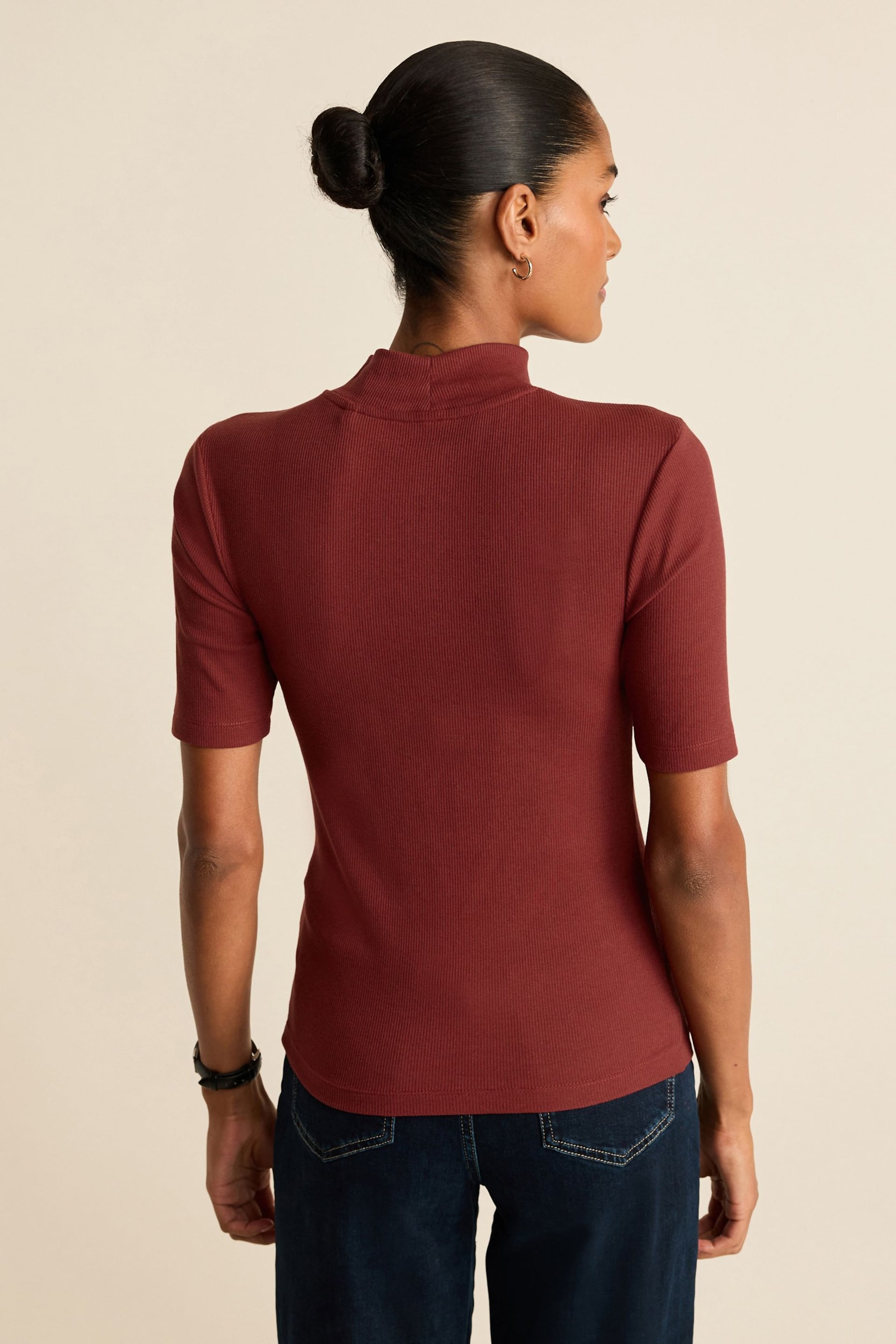 Brown Half Sleeve High Neck T-Shirt - Image 4 of 7