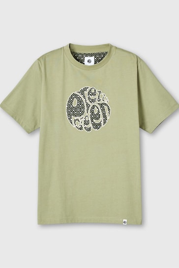 Pretty Green Shining Geo Applique Logo T-Shirt