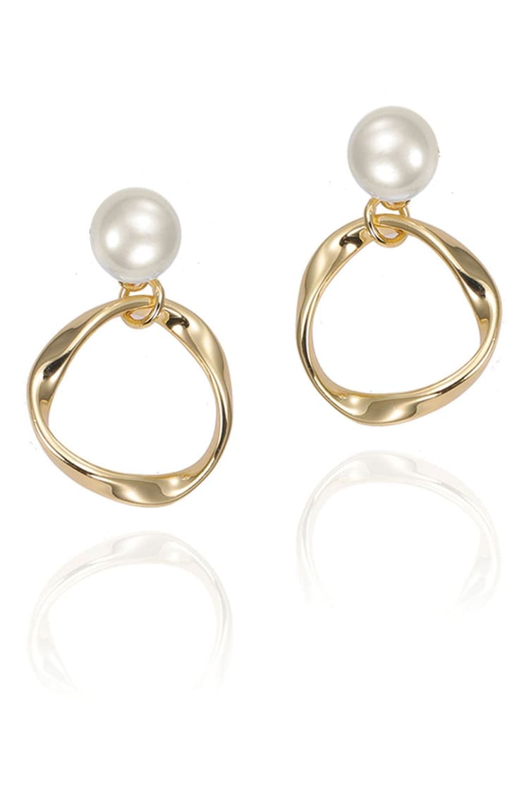 Ivory & Co Gold Turin Designer Pearl Earrings - Image 1 of 5