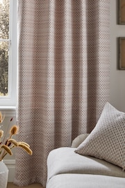 Natural/Pink Chunky Texture Eyelet Lined Curtains - Image 2 of 5