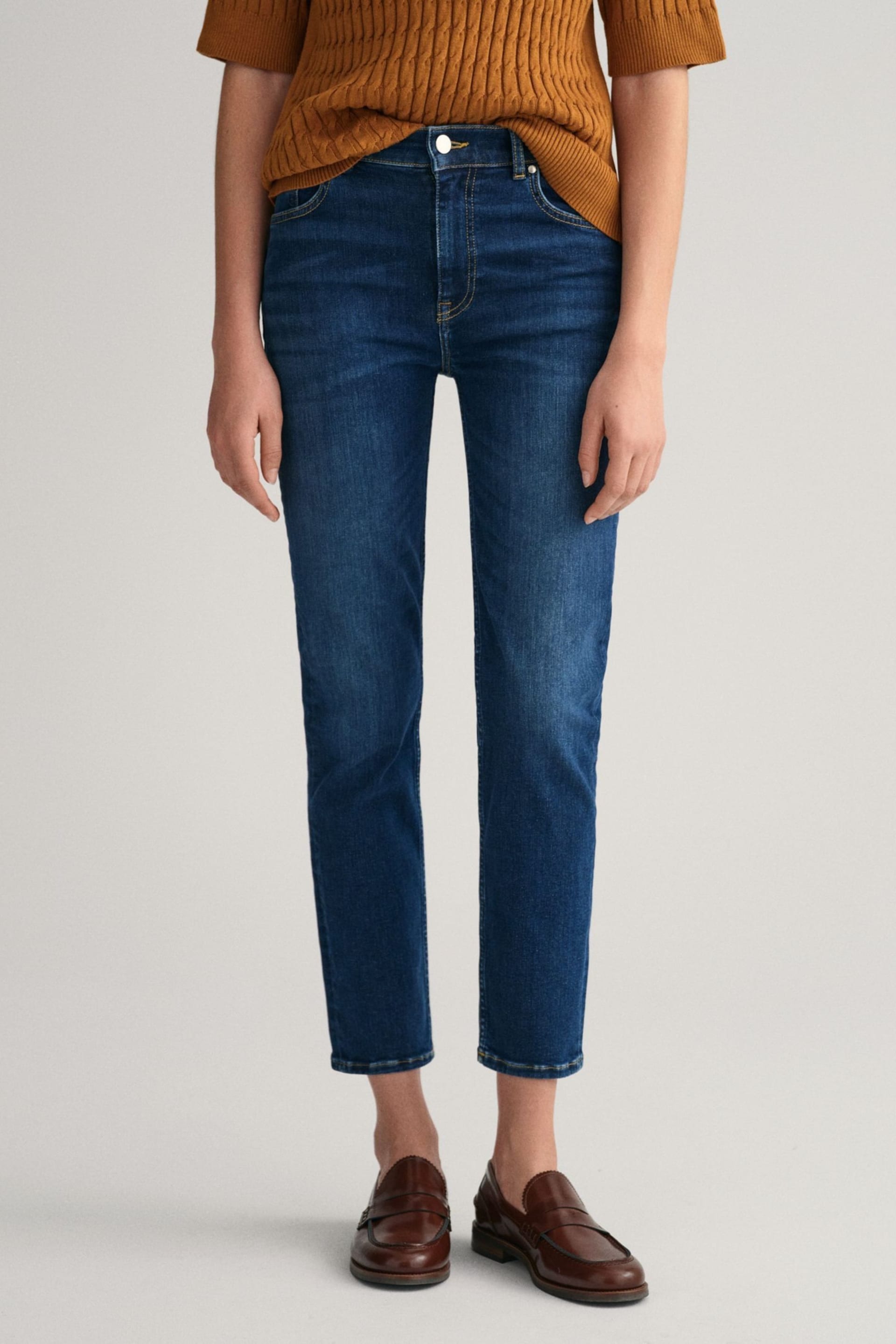 GANT Blue Slim Fit Ankle Length Jeans - Image 3 of 6