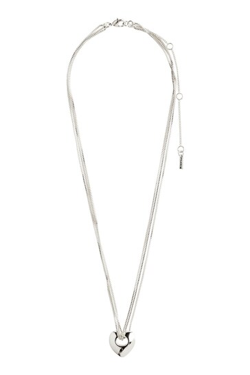 PILGRIM Unisex Silver Tone Wave Recycled Heart Necklace