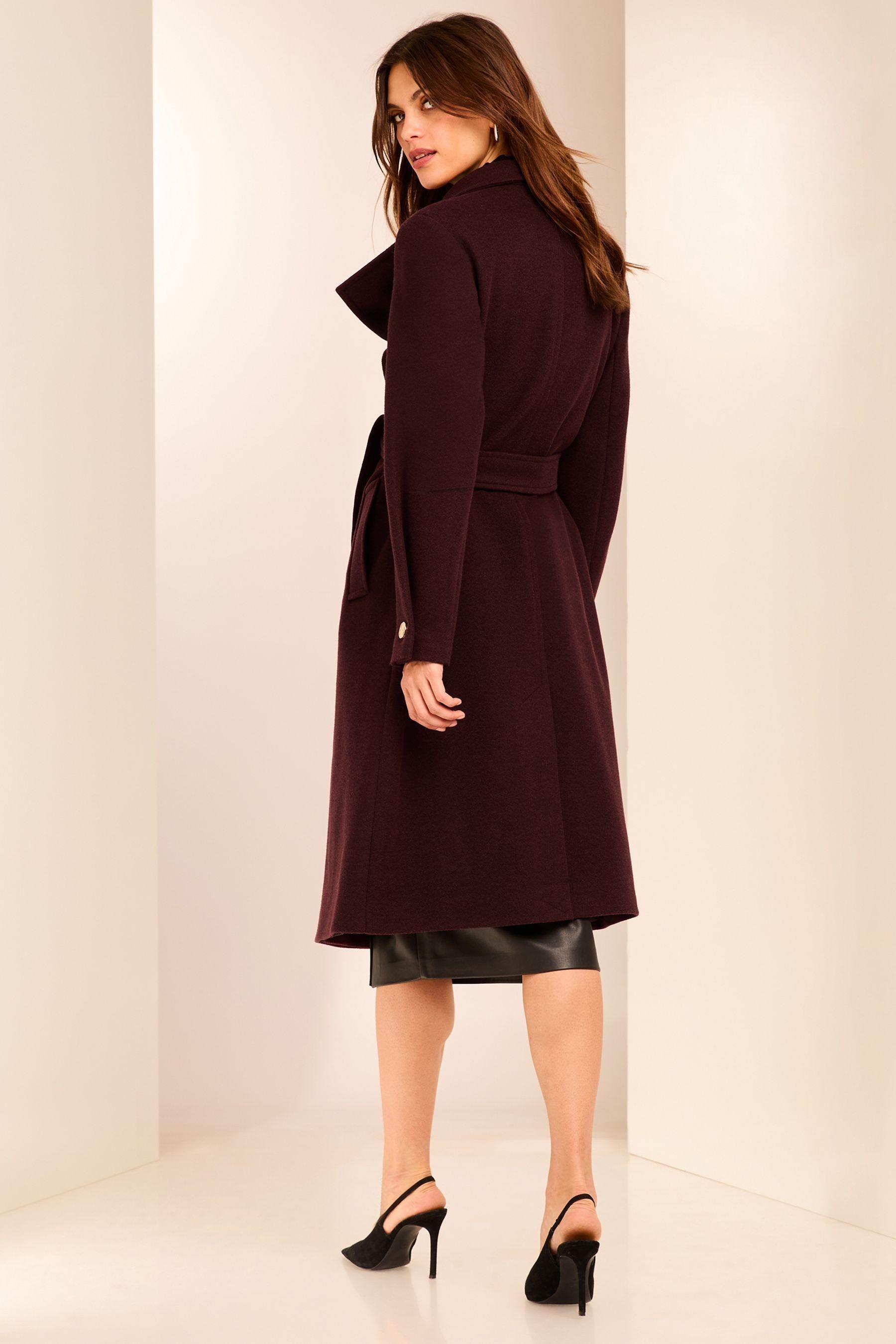 Burgundy funnel neck coat shop