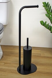 Showerdrape Black Aspen Freestanding Toilet Roll Holder and Brush Holder - Image 1 of 4