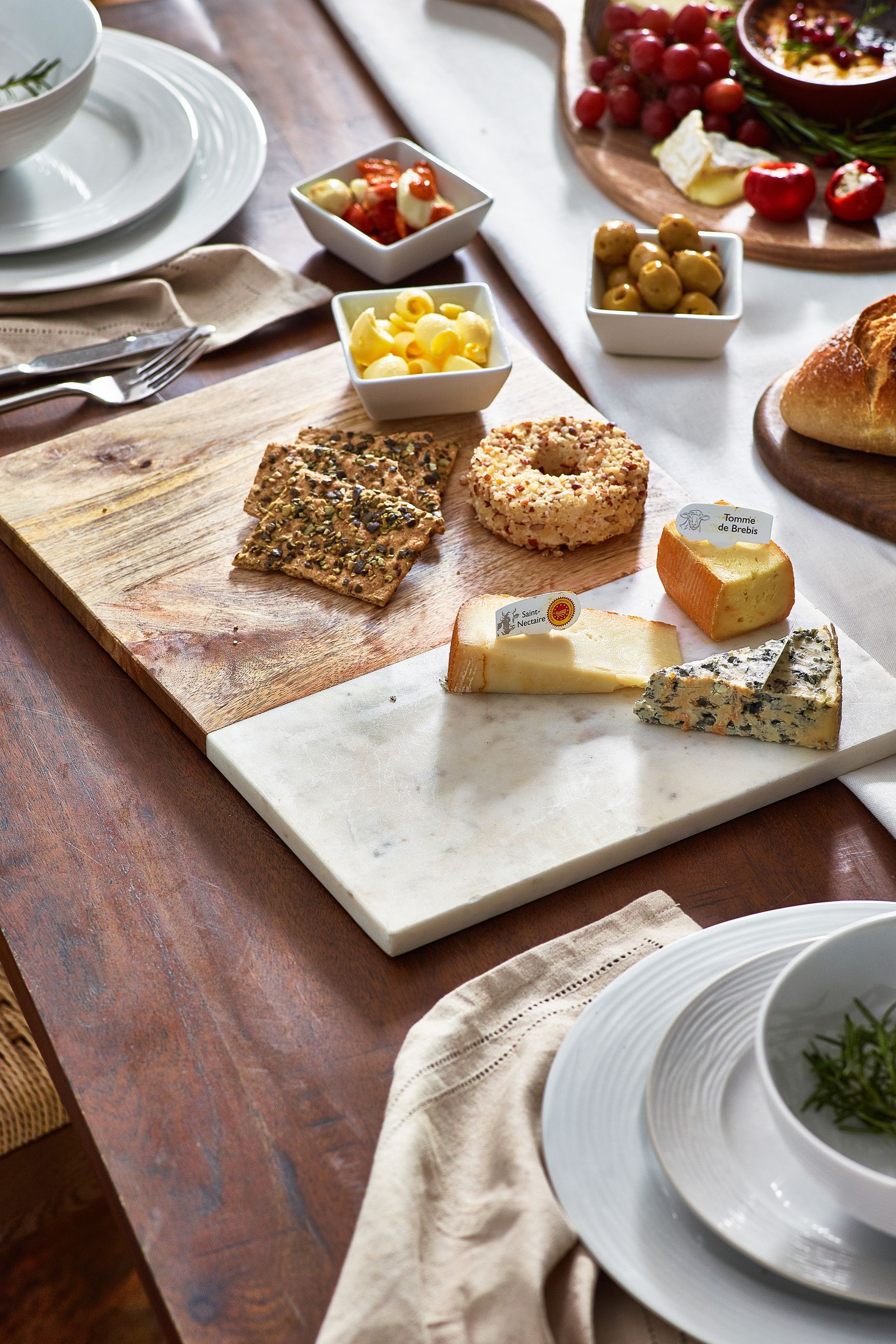 Buy White Marble Wood Serve Board from Next Luxembourg