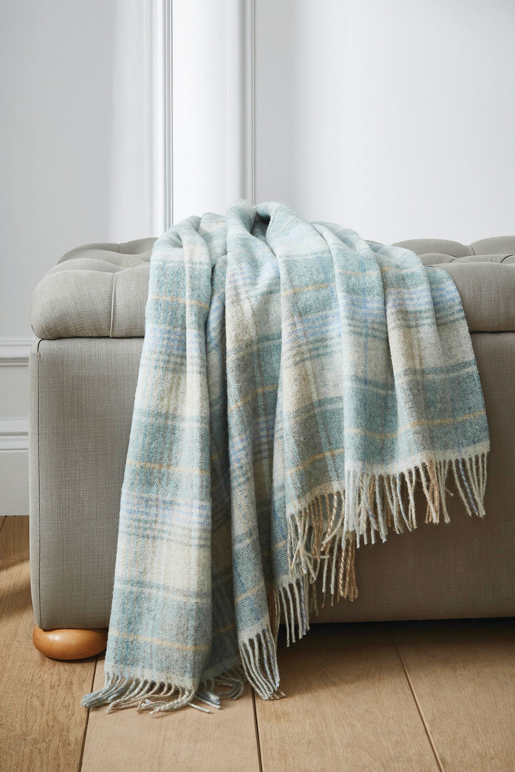 Buy Laura Ashley Duck Egg Blue Cranbourne Check Throw from Next Germany