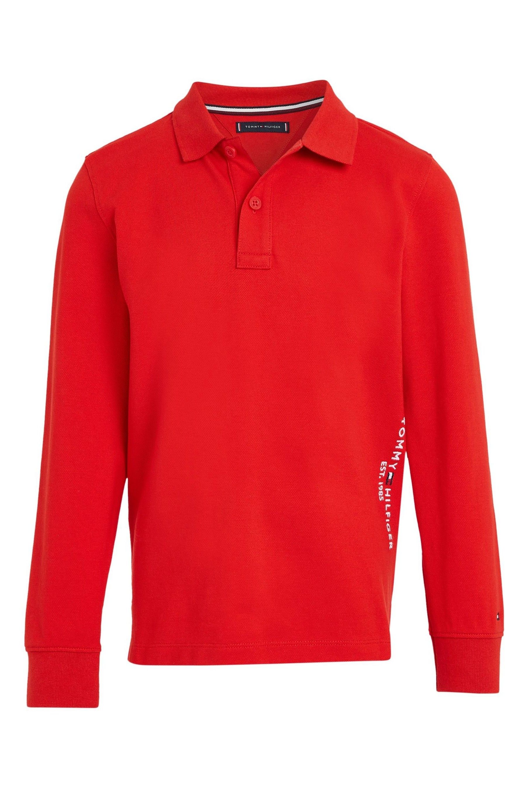 Buy Tommy Hilfiger Kids Red Essential Long Sleeve Polo Shirt from Next Luxembourg