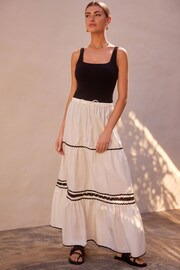 White/Black Rik Rak Maxi Skirt - Image 2 of 6