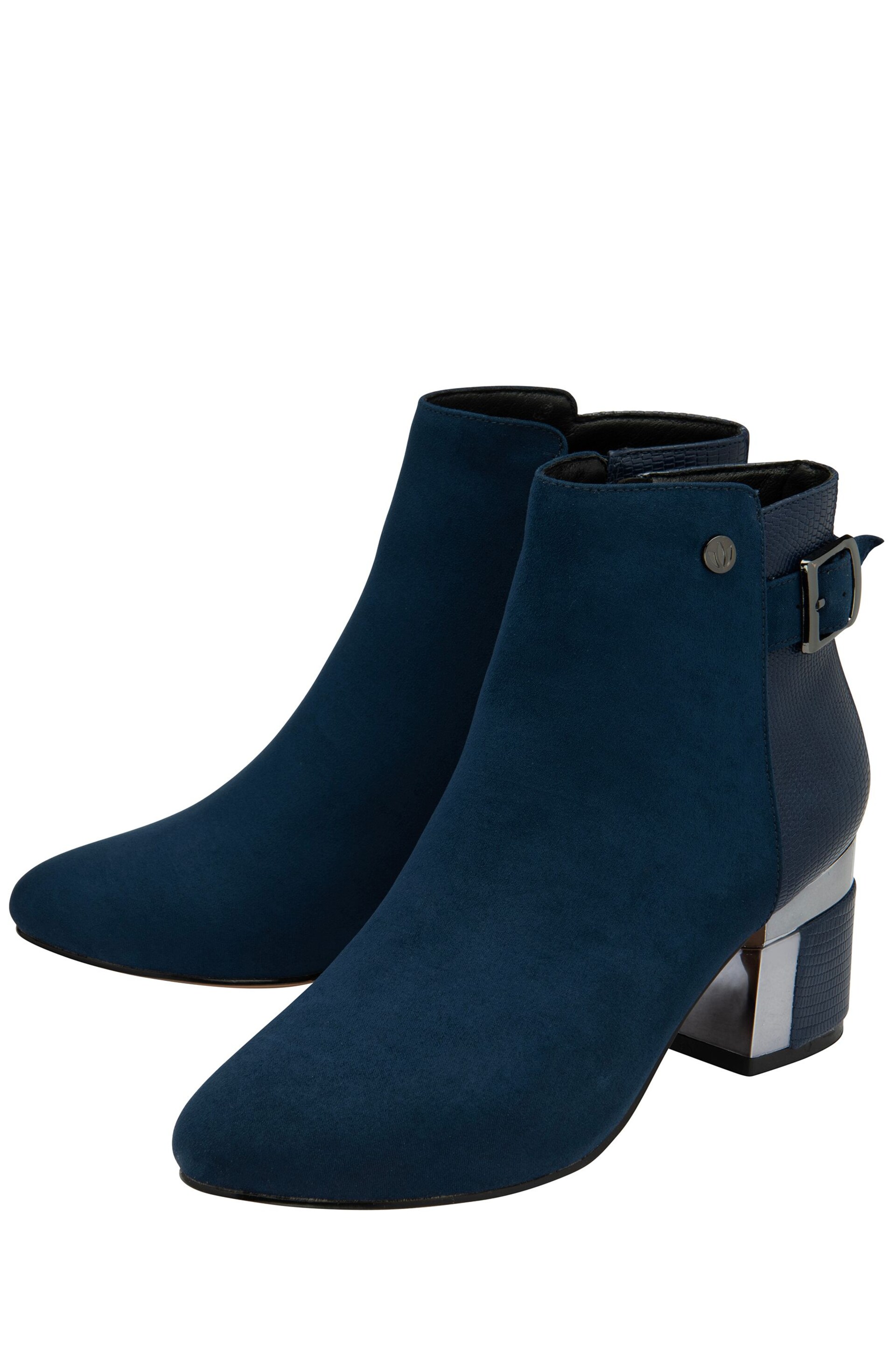 Lotus Navy Blue Heeled Ankle Boots - Image 2 of 4