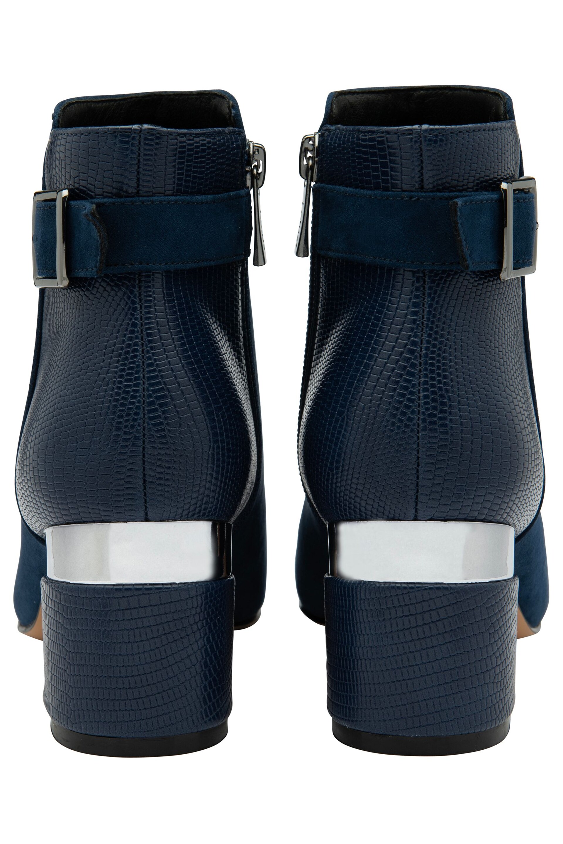 Lotus Navy Blue Heeled Ankle Boots - Image 3 of 4