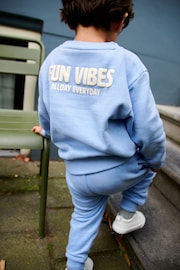 Light Blue Slogan Sweatshirt And Joggers Set (3mths-7yrs) - Image 2 of 5