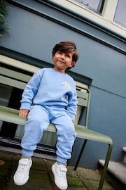 Light Blue Slogan Sweatshirt And Joggers Set (3mths-7yrs) - Image 3 of 5