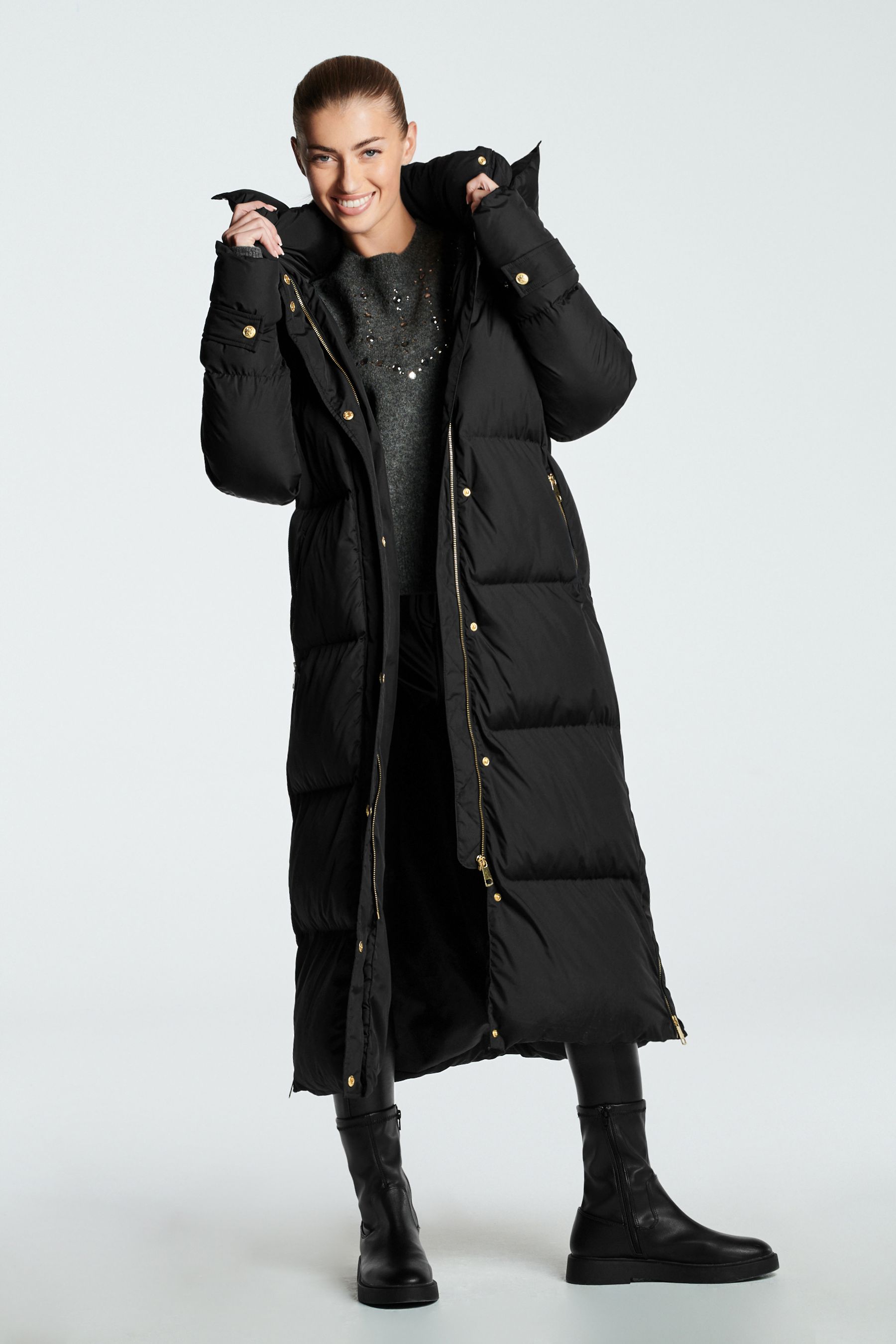 Next long black coat clearance