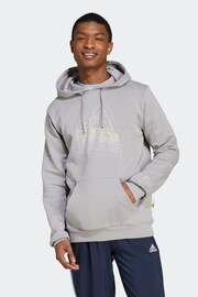 adidas Grey Tech Graphic Hoodie - Image 1 of 7