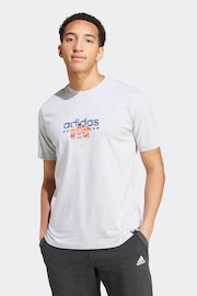 adidas Grey 100% Cotton Codes Sportswear Logo T-Shirt - Image 1 of 7