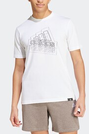 adidas White Multi Logo Graphic T-Shirt - Image 3 of 15