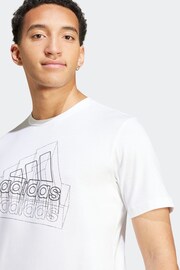 adidas White Multi Logo Graphic T-Shirt - Image 5 of 15