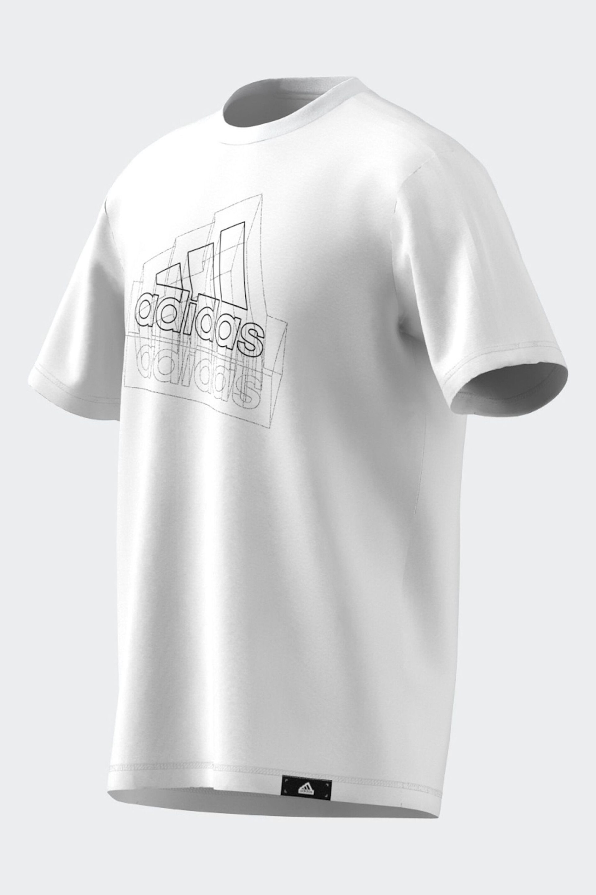 adidas White Multi Logo Graphic T-Shirt - Image 9 of 15