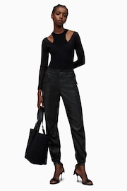 AllSaints Black Coated Frieda Trousers - Image 4 of 7