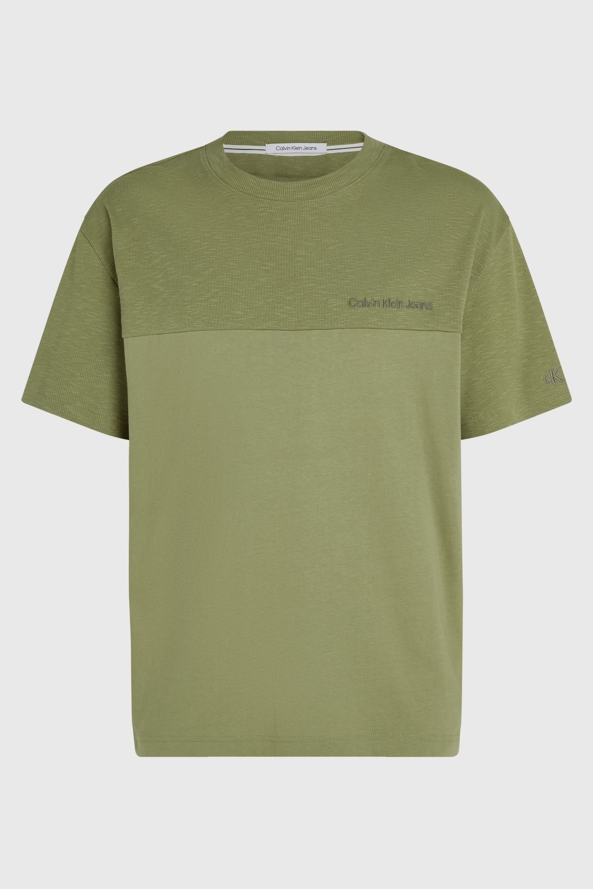 Calvin Klein Green Cut And Sew Logo T-Shirt - Image 3 of 3