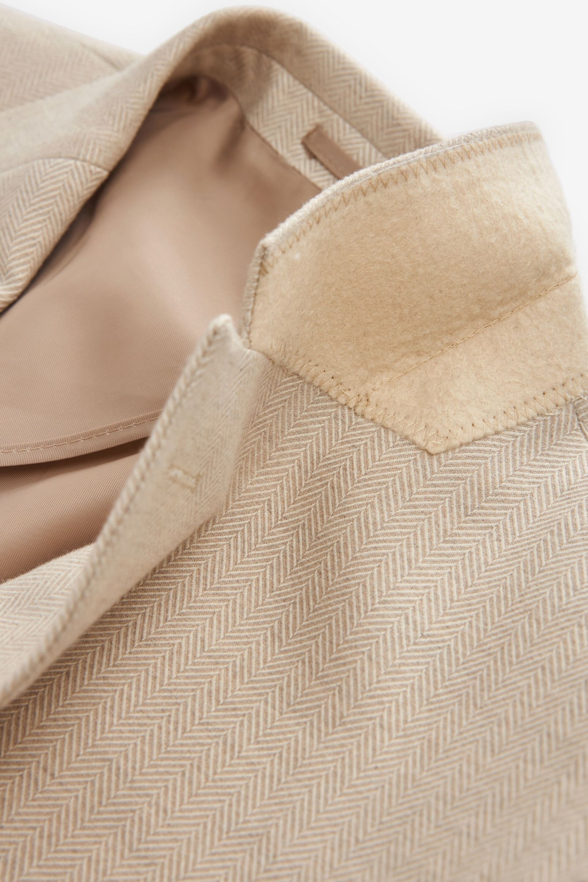 Neutral Soft Touch Herringbone Blazer - Image 8 of 10