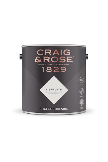 Craig & Rose White Chalky Emulsion Viewforth 2.5Lt Paint