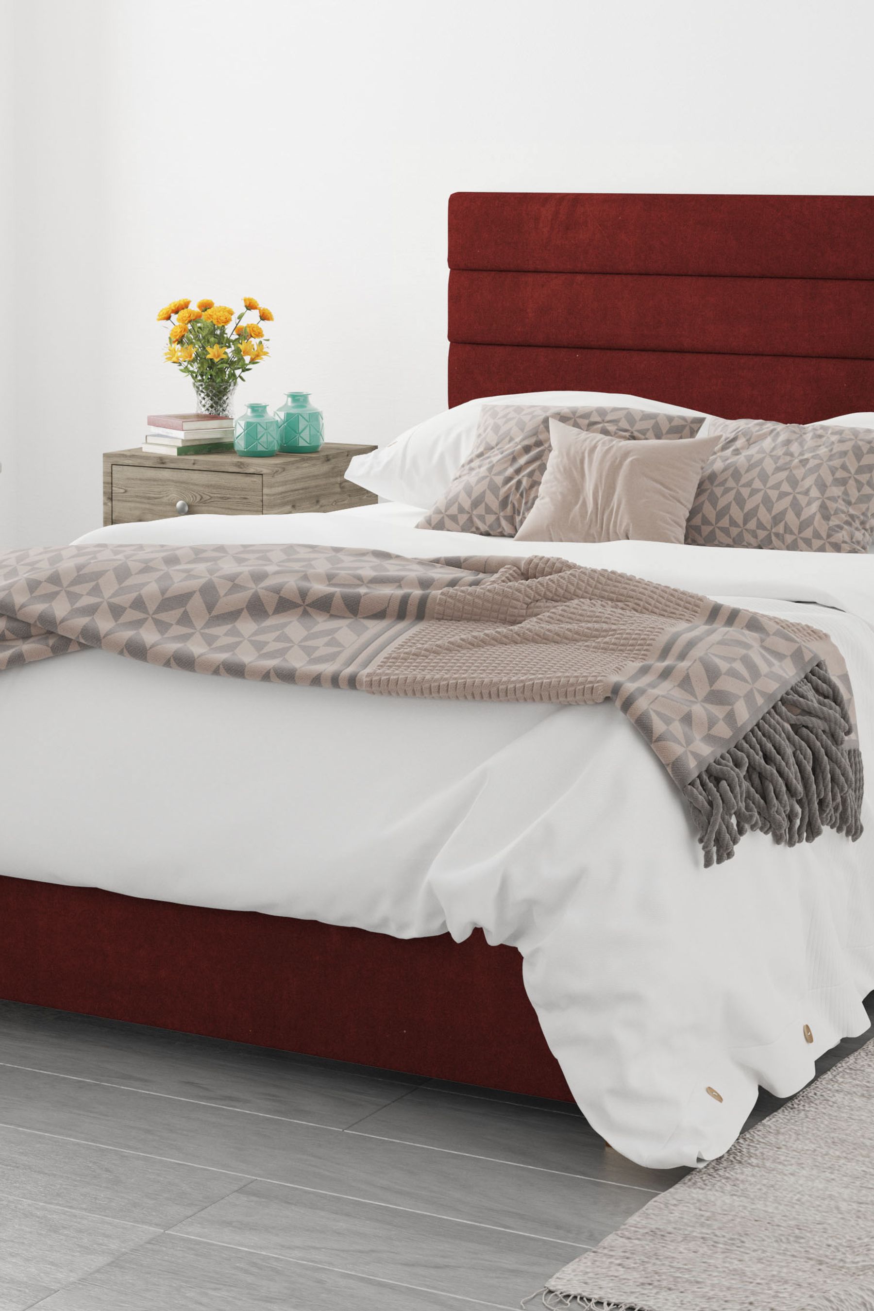 Aspire Furniture Bordeaux Red Kelly Ottoman Bed