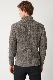 Grey Regular Textured Knit Zip Neck Jumper - Image 4 of 9