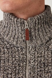 Grey Regular Textured Knit Zip Neck Jumper - Image 6 of 9