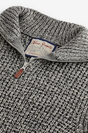 Grey Regular Textured Knit Zip Neck Jumper - Image 8 of 9