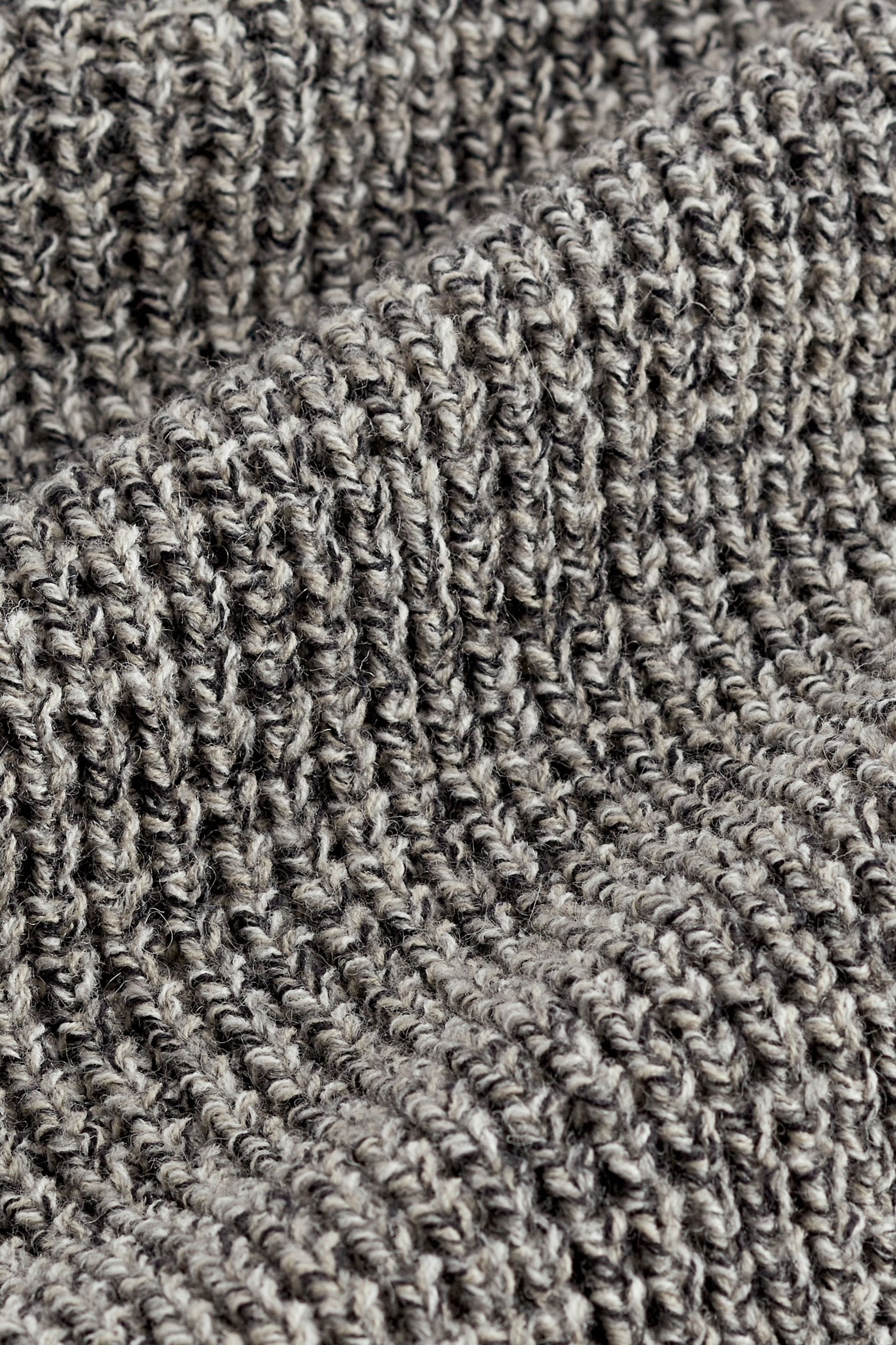 Grey Regular Textured Knit Zip Neck Jumper - Image 9 of 9