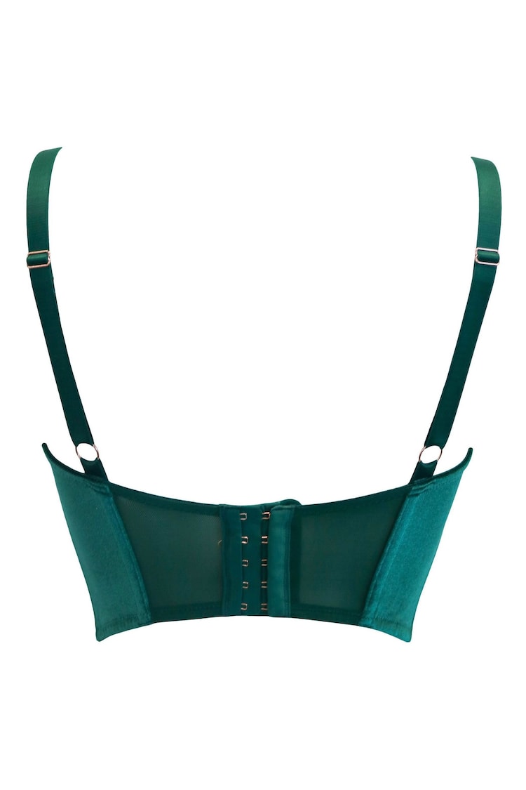 Pour Moi Green India Velvet Luxe Metallic Lace Cowl Neck Bustier Bralette - Image 4 of 4