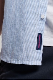 Superdry Blue Organic Cotton Studios Linen Button Down Shirt - Image 4 of 5