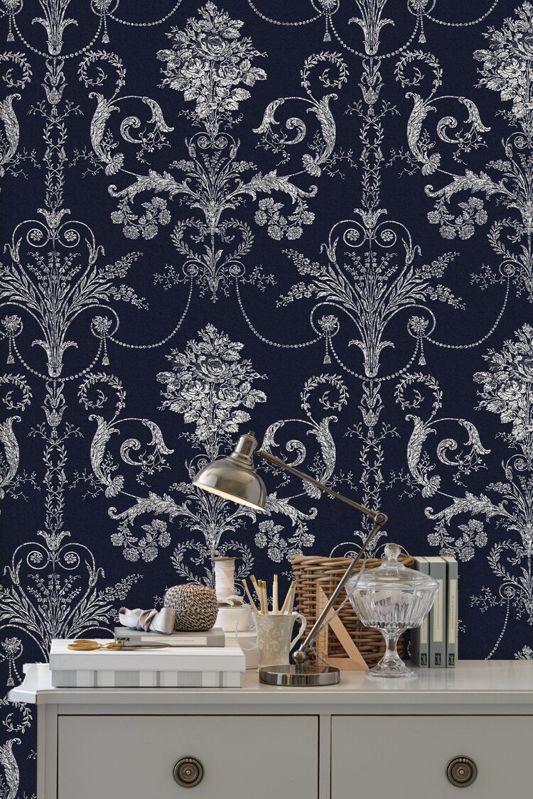 Laura Ashley Midnight Josette 10M Wallpaper - Image 1 of 4