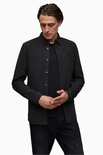 AllSaints Black Lovell Long Sleeve Shirt