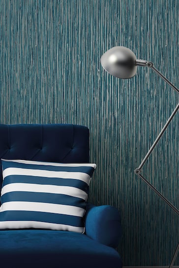 Decorline Blue Vertical Grasscloth Wallpaper