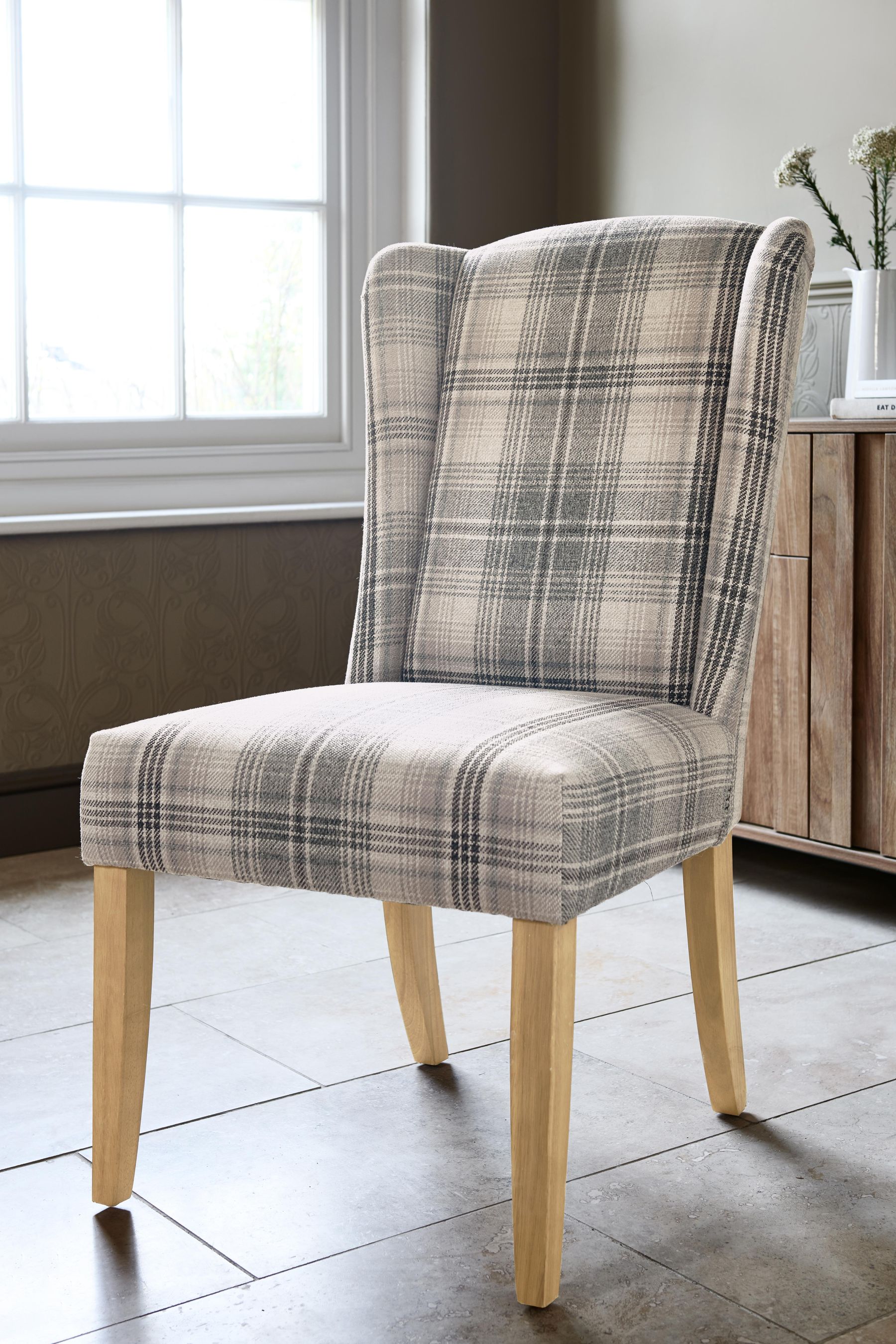 Buy Versatile Check Nevis Grey Sherlock Dining Non Arm Chair from