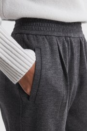 Reiss Charcoal Karina Wool Elasticated Pleat Front Joggers - Image 4 of 5