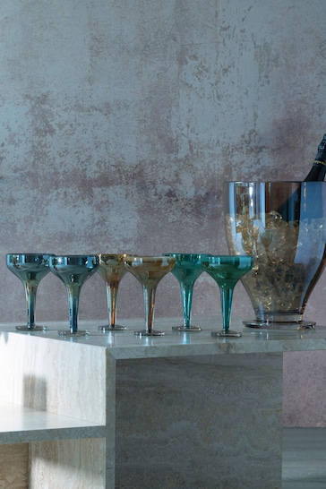 LSA International Set of 2 Blue Epoque Champagne Saucer pairs