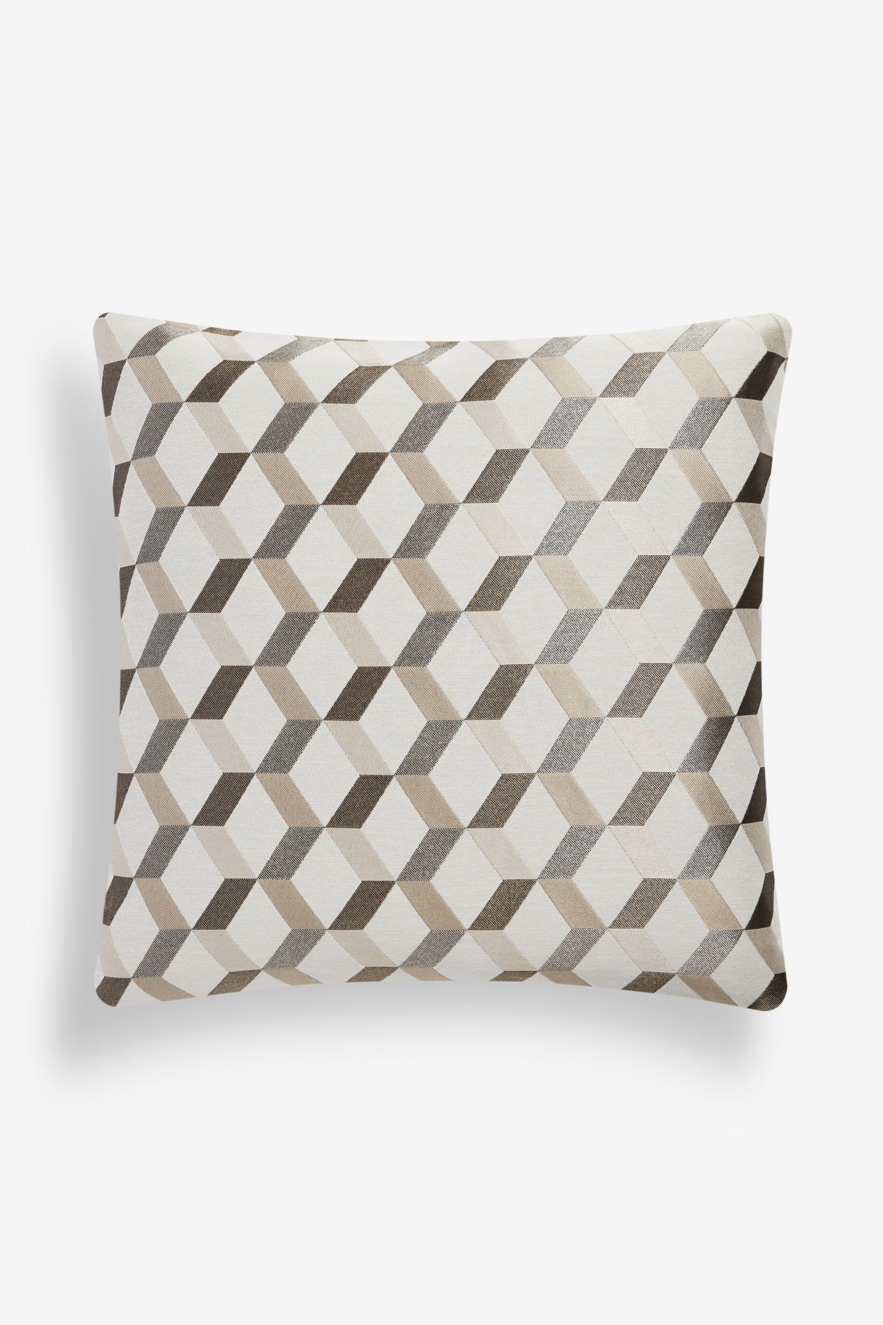 Buy Champagne Gold Geometric Jacquard 50 x 50cm Cushion from Next Luxembourg