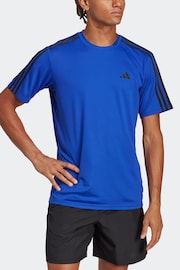 adidas Blue Train Essentials 3-Stripes Training T-Shirt - Image 3 of 7