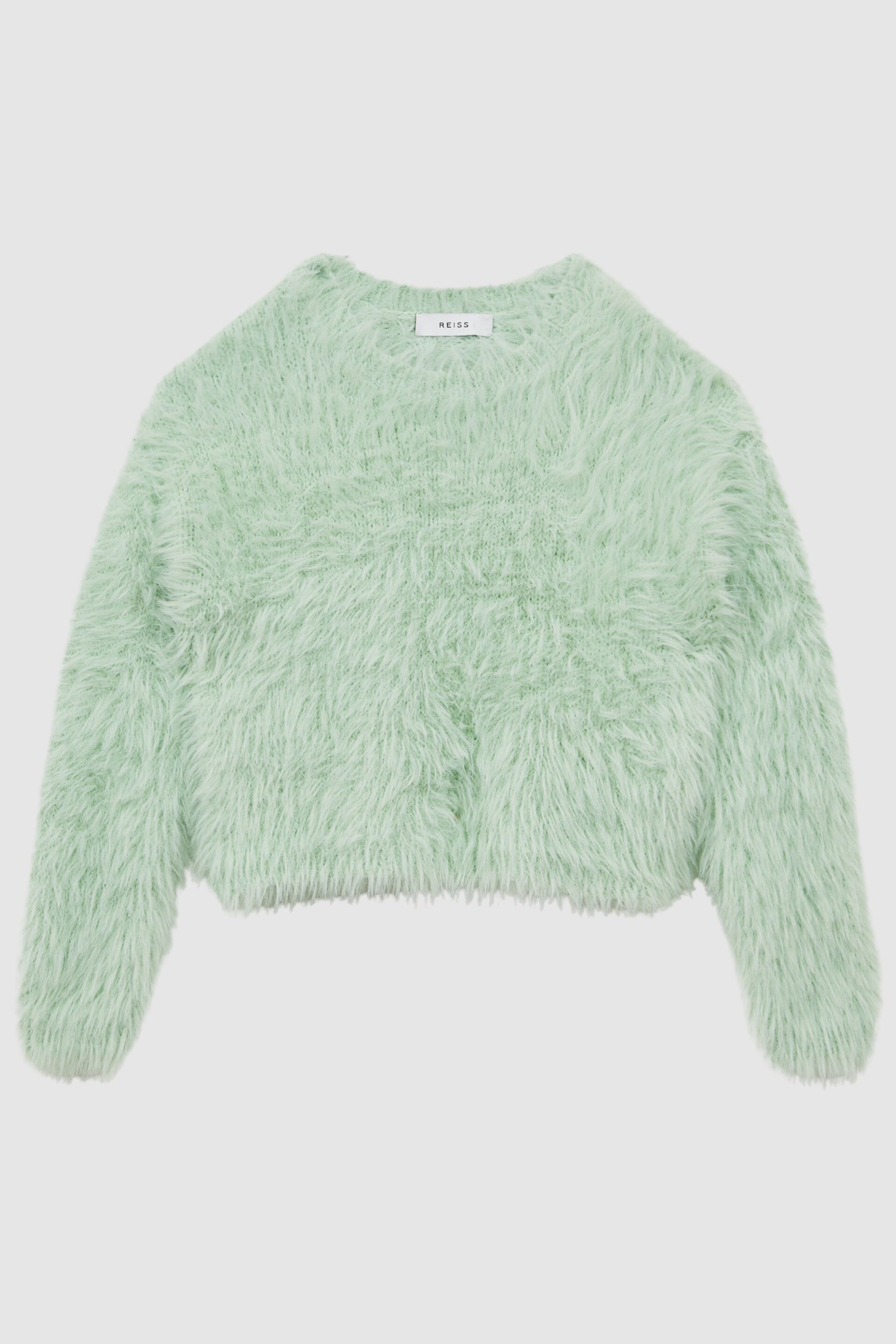 Reiss Green Freida Fluffy Crew Neck Jumper - Image 2 of 5