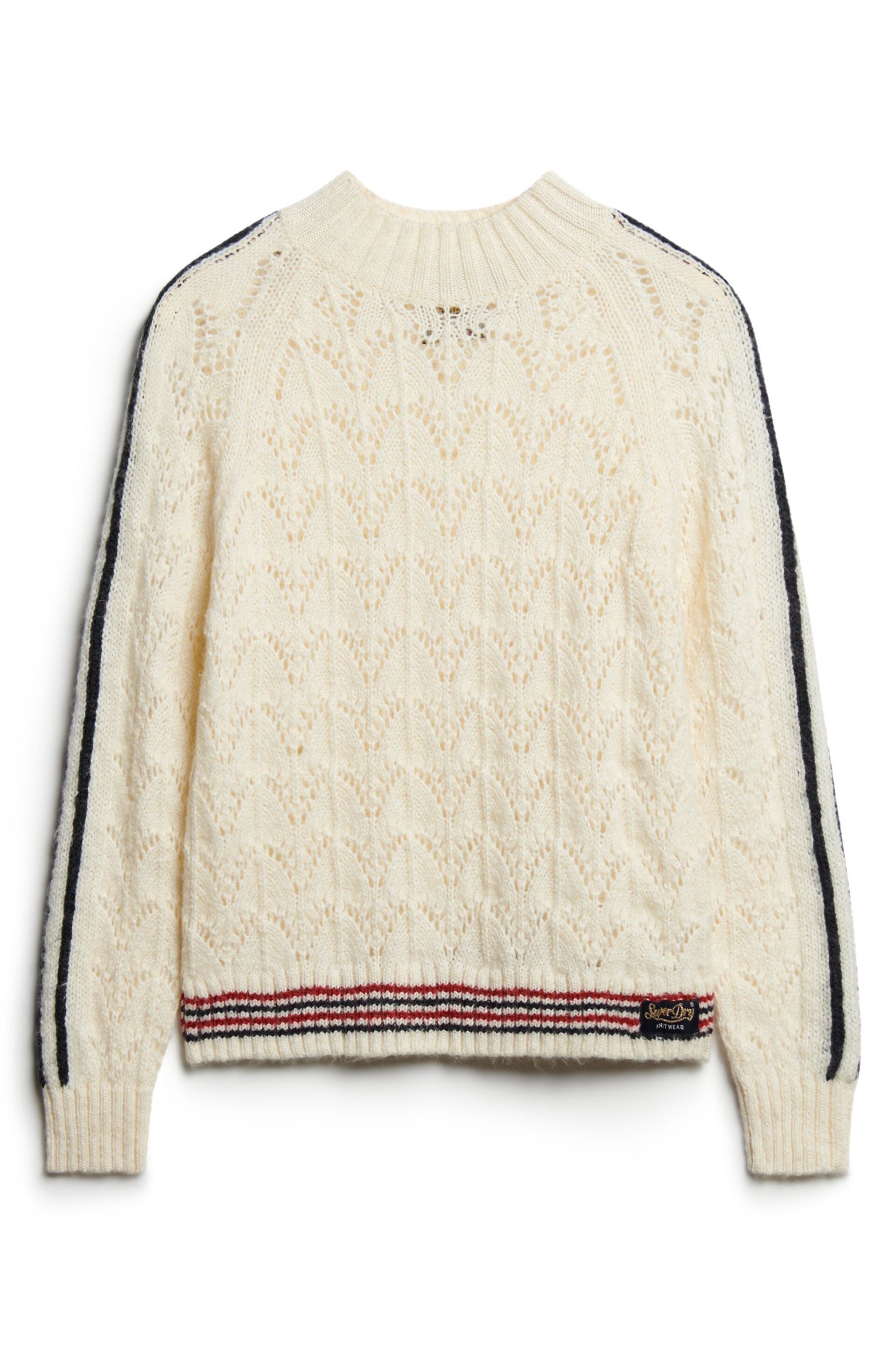 Superdry Cream Pointelle Knit Jumper - Image 4 of 5